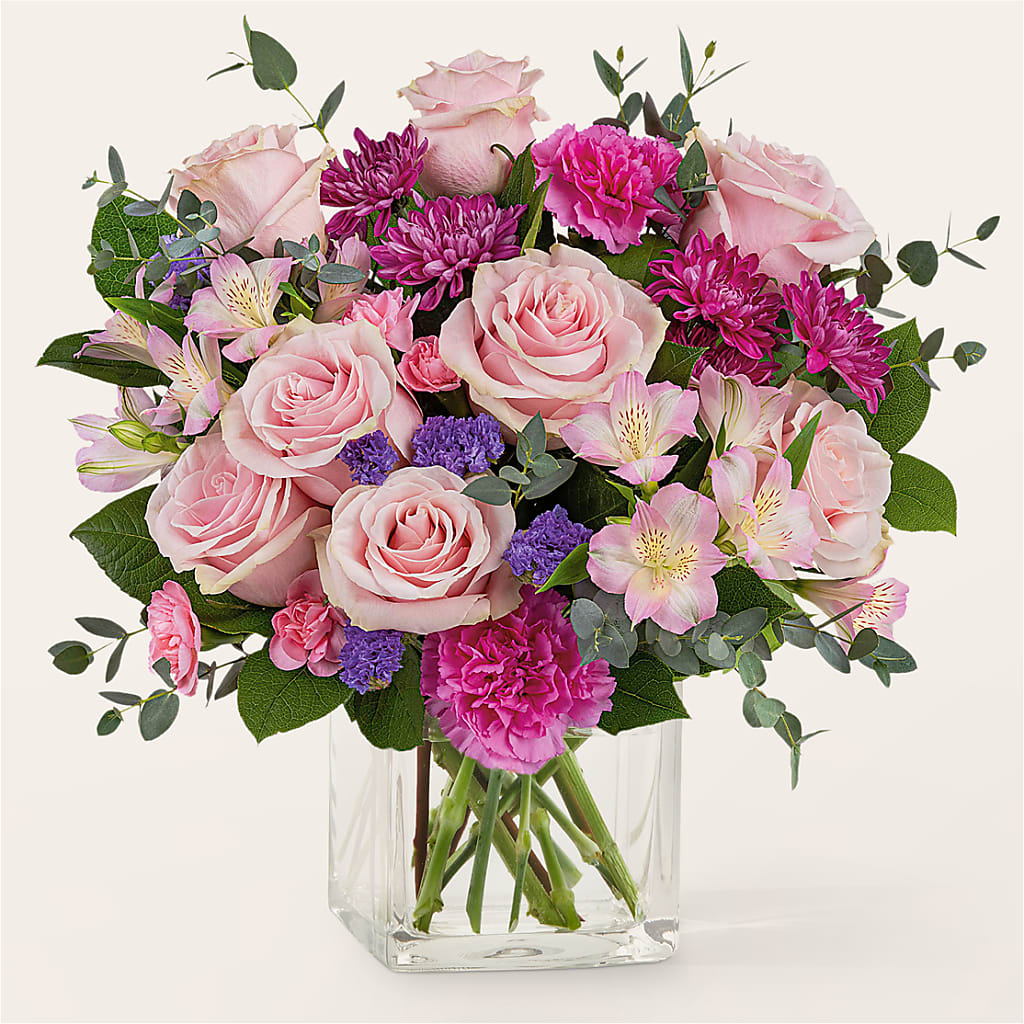 Rosy Radiance Bouquet – BUSSE AND RIECK FLOWERS PLANTS & GIFTS, Kankakee IL