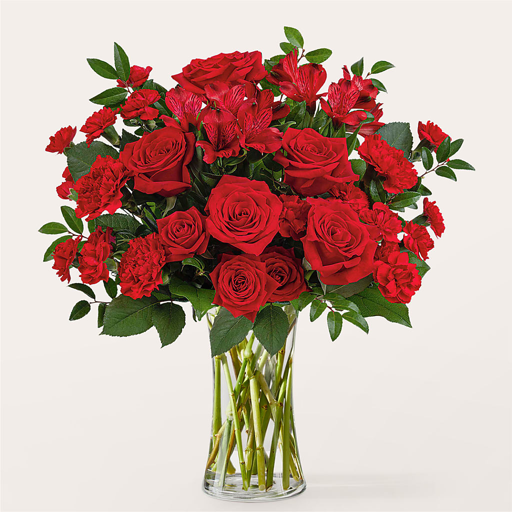 Brilliant Ruby Bouquet – BUSSE AND RIECK FLOWERS PLANTS & GIFTS, Kankakee IL