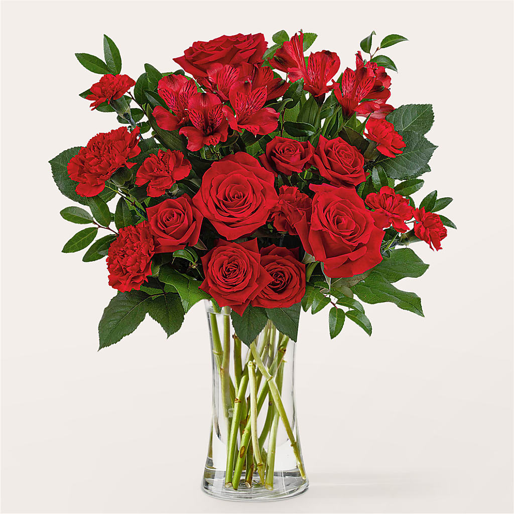 Brilliant Ruby Bouquet – BUSSE AND RIECK FLOWERS PLANTS & GIFTS, Kankakee IL