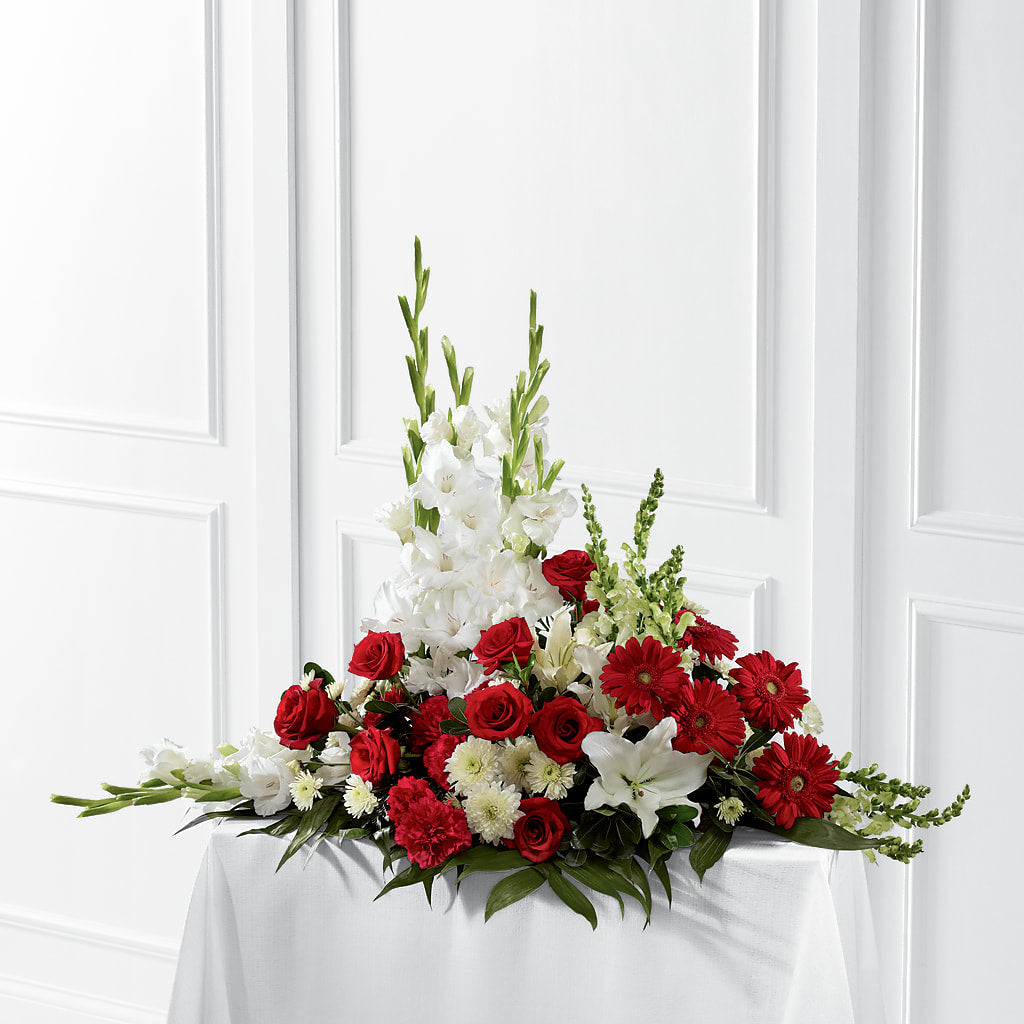 Crimson & White Arrangement – BUSSE AND RIECK FLOWERS PLANTS & GIFTS, Kankakee IL