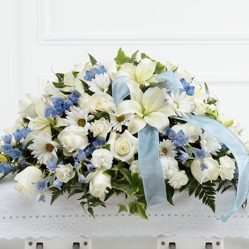 Tender Treasure Casket Spray – BUSSE AND RIECK FLOWERS PLANTS & GIFTS, Kankakee IL