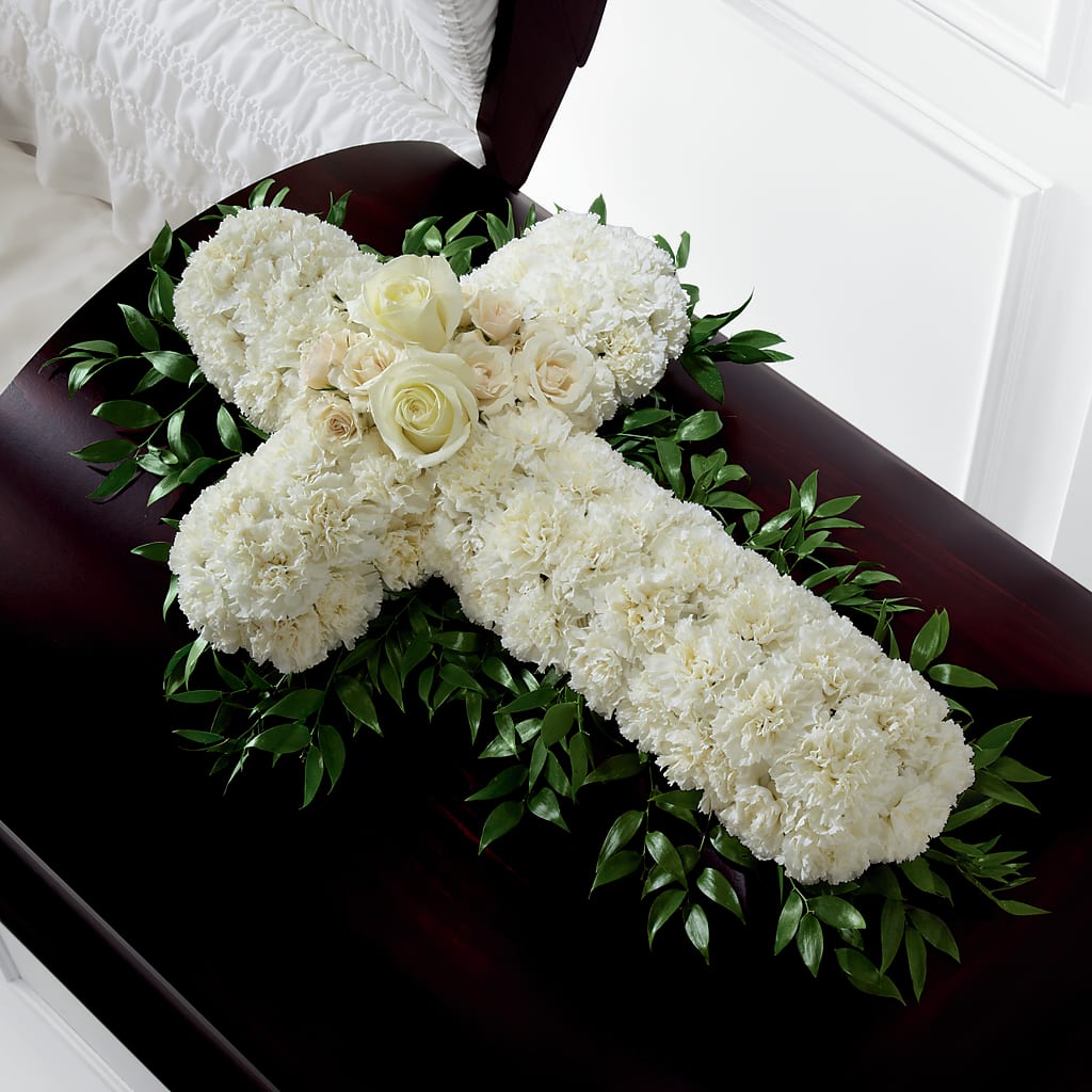 Peaceful Memories Casket Spray (Standard) – BUSSE AND RIECK FLOWERS PLANTS & GIFTS, Kankakee IL