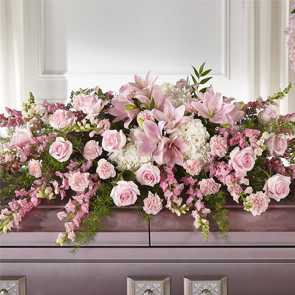 Life & Remembrance Casket Spray – BUSSE AND RIECK FLOWERS PLANTS & GIFTS, Kankakee IL