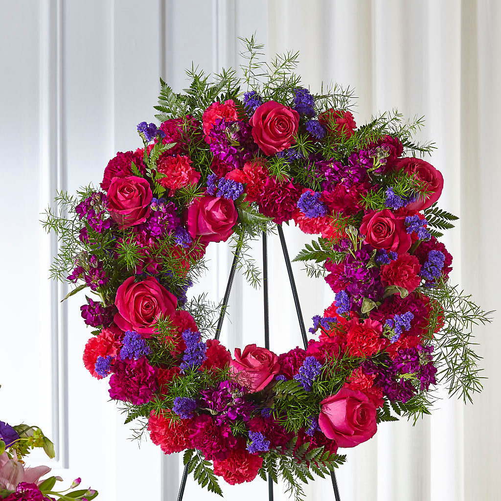 Calming Colors Wreath – BUSSE AND RIECK FLOWERS PLANTS & GIFTS, Kankakee IL
