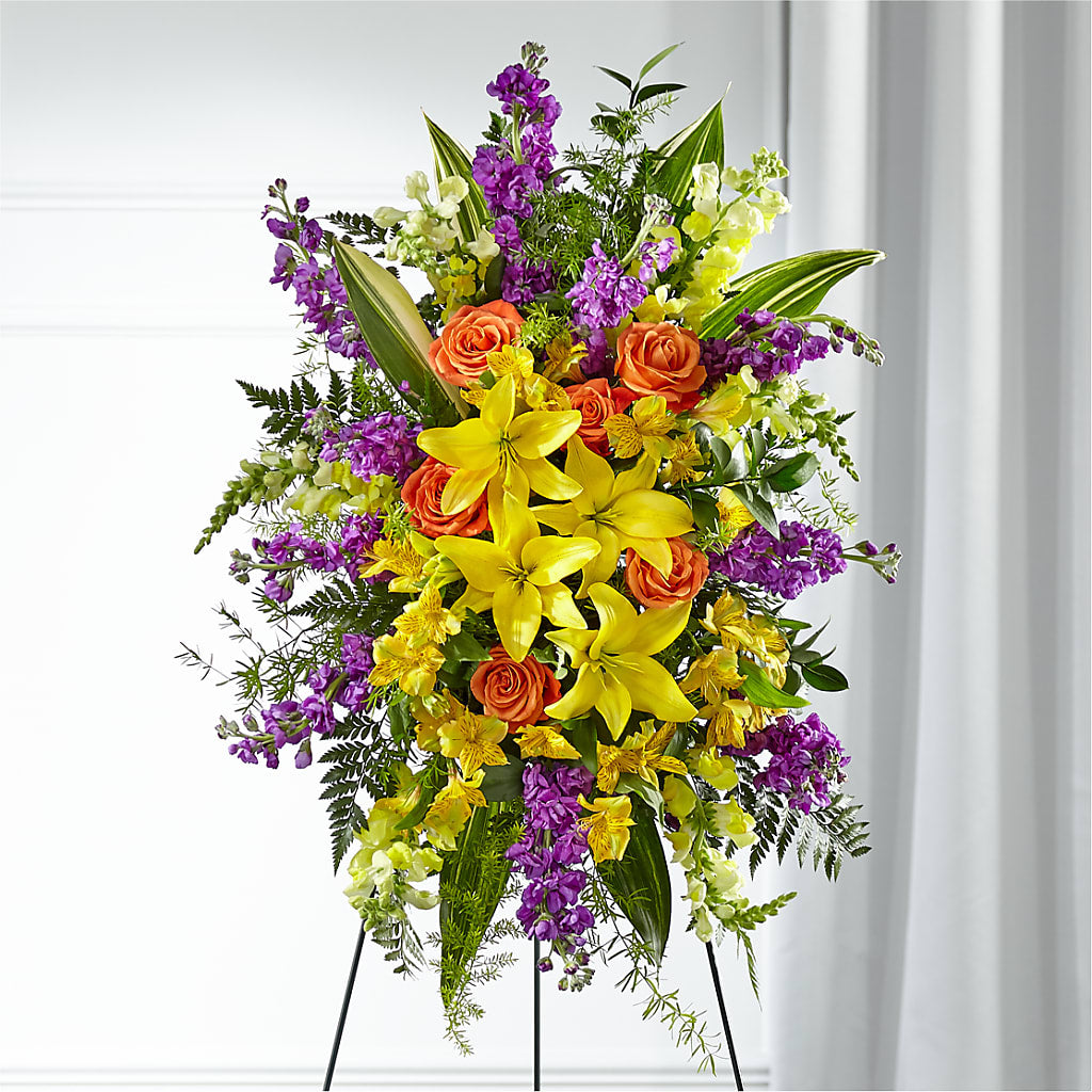 Thoughtful Prayers Standing Spray – BUSSE AND RIECK FLOWERS PLANTS & GIFTS, Kankakee IL