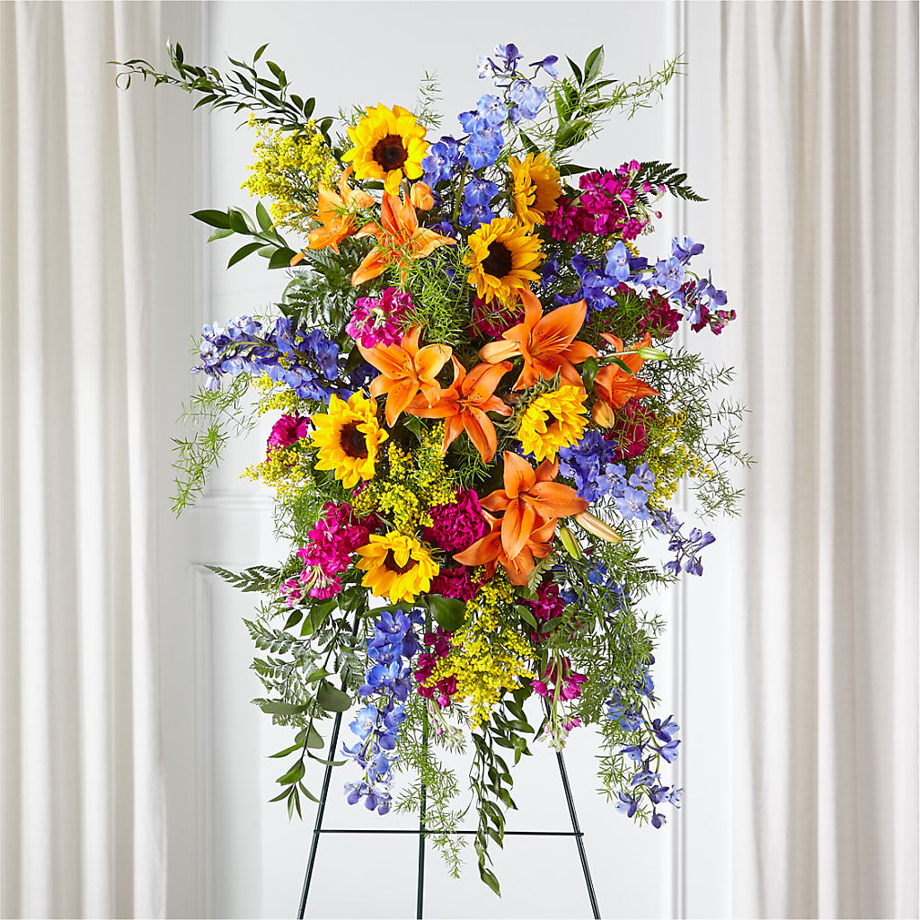 Sunlit Memories Standing Spray (Standard) – BUSSE AND RIECK FLOWERS PLANTS & GIFTS, Kankakee IL