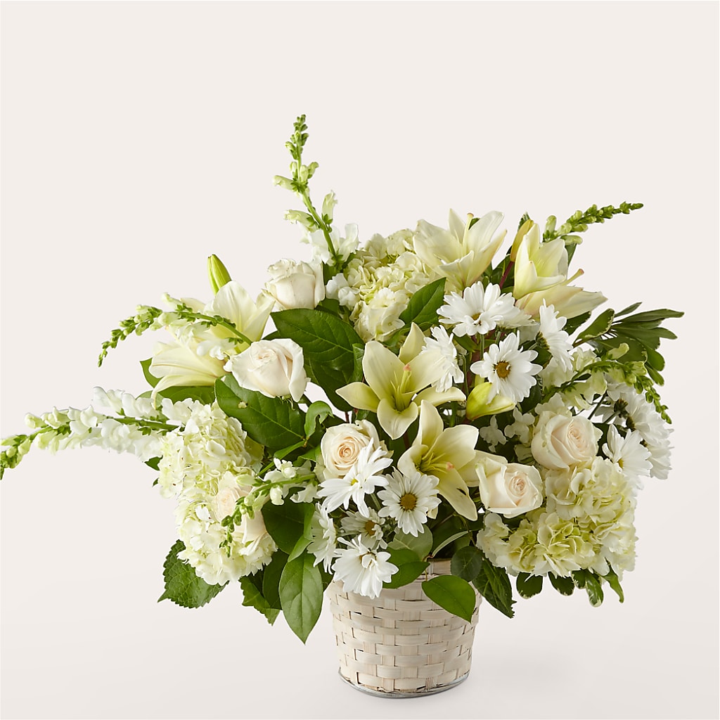 Ivory Elegance Floral Basket – BUSSE AND RIECK FLOWERS PLANTS & GIFTS, Kankakee IL