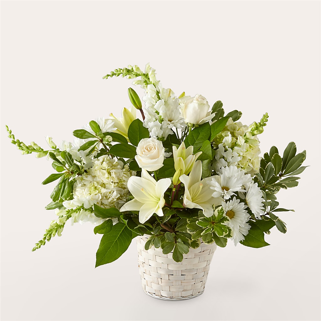 Ivory Elegance Floral Basket – BUSSE AND RIECK FLOWERS PLANTS & GIFTS, Kankakee IL