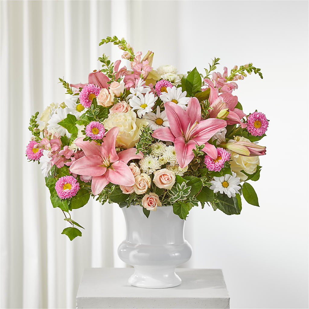 Empathetic Blooms Urn Arrangement – BUSSE AND RIECK FLOWERS PLANTS & GIFTS, Kankakee IL