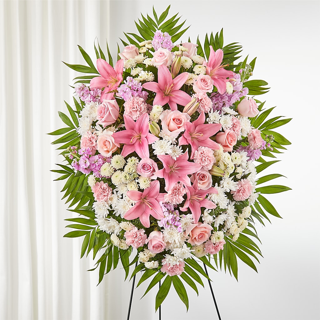 Offering Solace Standing Spray – BUSSE AND RIECK FLOWERS PLANTS & GIFTS, Kankakee IL