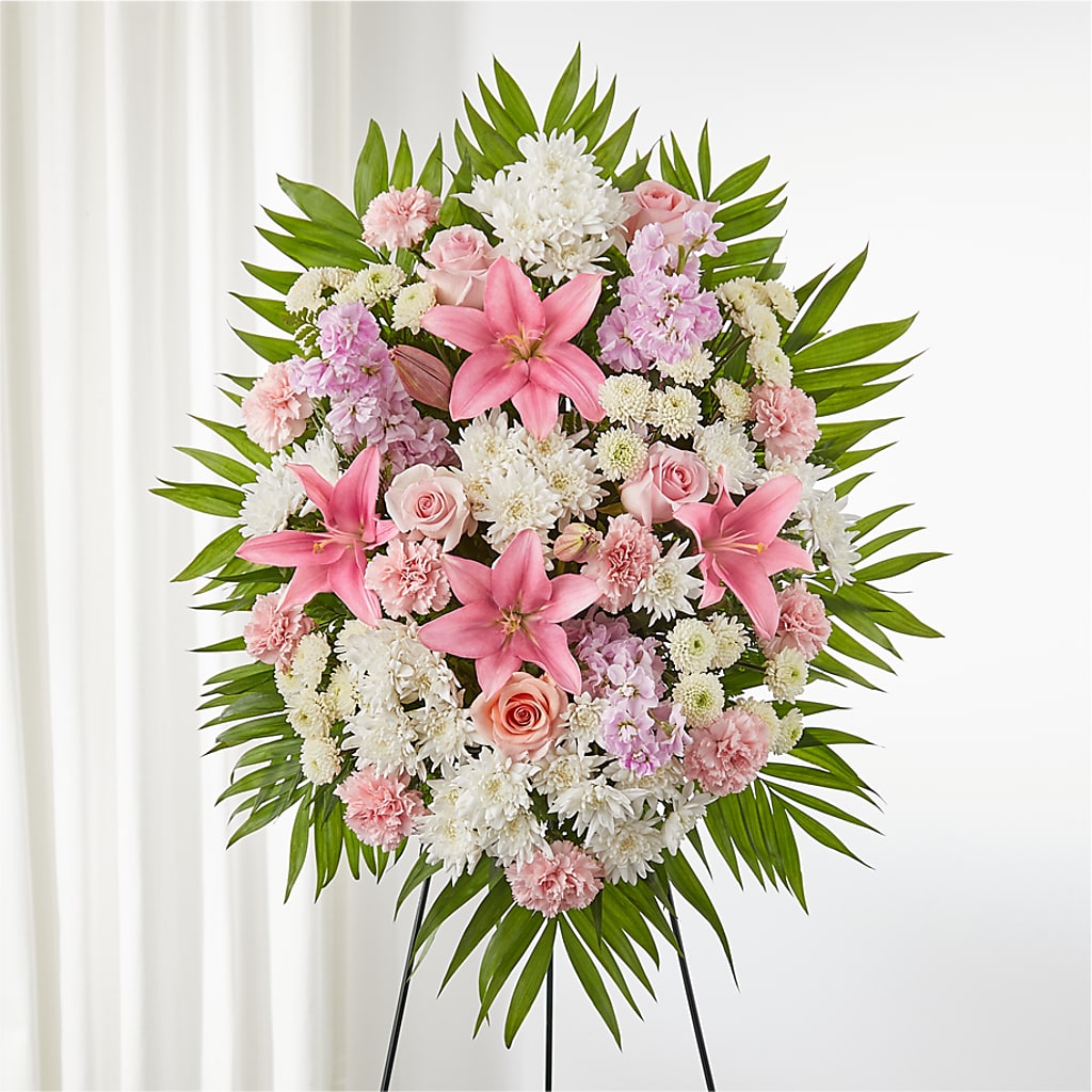 Offering Solace Standing Spray – BUSSE AND RIECK FLOWERS PLANTS & GIFTS, Kankakee IL