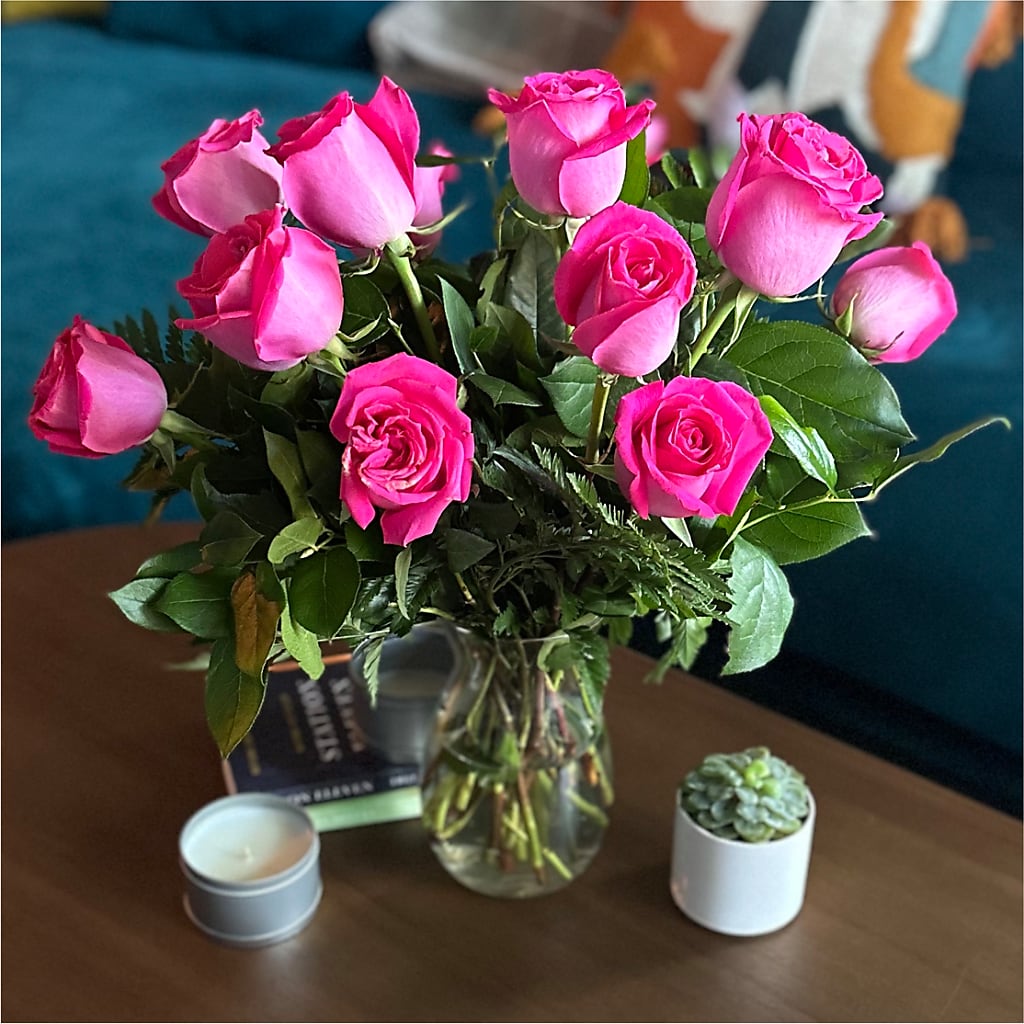 Long Stem Pink Rose Bouquet – BUSSE AND RIECK FLOWERS PLANTS & GIFTS, Kankakee IL