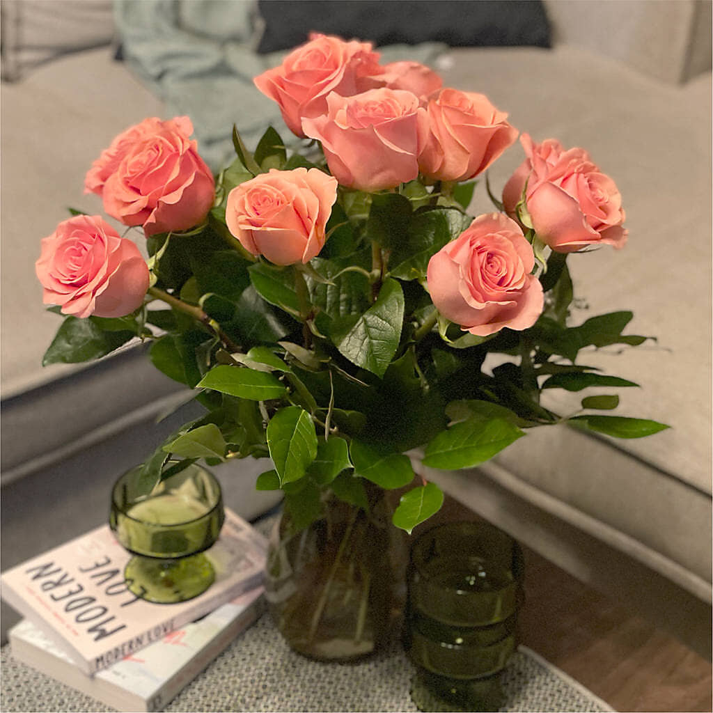 Long Stem Pink Rose Bouquet – BUSSE AND RIECK FLOWERS PLANTS & GIFTS, Kankakee IL