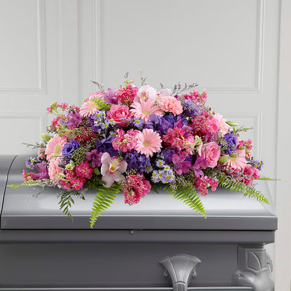 Glorious Garden Casket Spray – BUSSE AND RIECK FLOWERS PLANTS & GIFTS, Kankakee IL