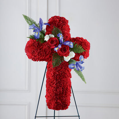 Faithful Hero Floral Cross – BUSSE AND RIECK FLOWERS PLANTS & GIFTS, Kankakee IL