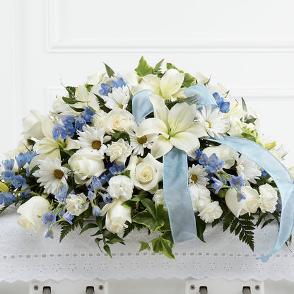 Tender Treasure Casket Spray – BUSSE AND RIECK FLOWERS PLANTS & GIFTS, Kankakee IL