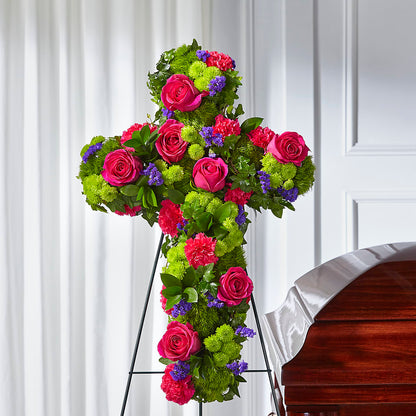 Tribute Rose Floral Cross – BUSSE AND RIECK FLOWERS PLANTS & GIFTS, Kankakee IL