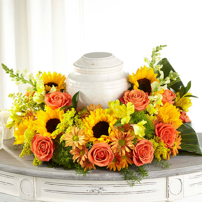 Faithful Sunflower Cremation Adornment – BUSSE AND RIECK FLOWERS PLANTS & GIFTS, Kankakee IL