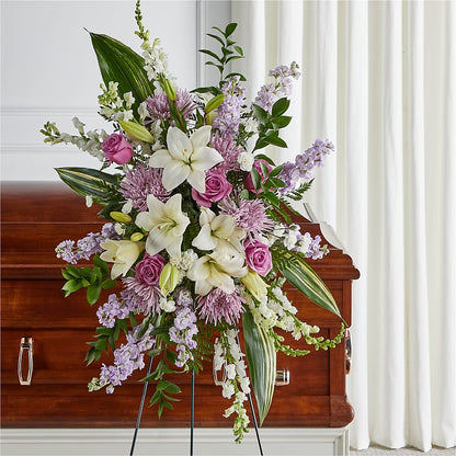 Grateful Hearts Standing Spray – BUSSE AND RIECK FLOWERS PLANTS & GIFTS, Kankakee IL
