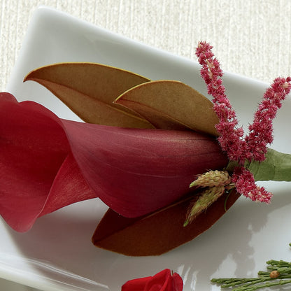 Red Calla Boutonniere – BUSSE AND RIECK FLOWERS PLANTS & GIFTS, Kankakee IL