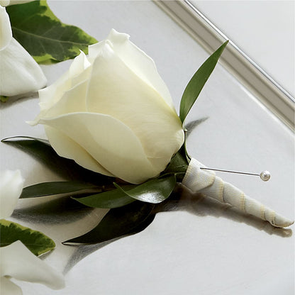 White Rose Boutonniere – BUSSE AND RIECK FLOWERS PLANTS & GIFTS, Kankakee IL